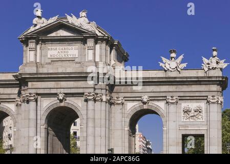 Il Alcala Arch a Madrid, Spagna Foto Stock