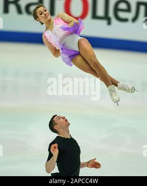 Steiermarkhalle, Graz, Austria. 22nd Gen 2020. Annika Hocke e Robert Kunkel della Germania durante il programma Corto per le coppie ai Campionati europei di pattinaggio di figura ISU a Steiermarkhalle, Graz, Austria. Credito: Csm/Alamy Live News Foto Stock