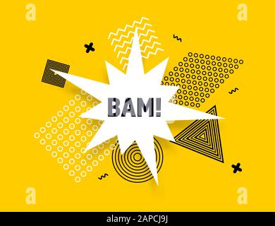 Bam discorso bolla banner pop art stile di memphis Illustrazione Vettoriale