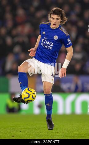 Leicester, Regno Unito. 22nd Gen 2020. Caglar Soyuncu di Leicester City durante la partita della Premier League tra Leicester City e West Ham United al King Power Stadium il 22nd gennaio 2020 a Leicester, Inghilterra. (Foto di Daniel Chesterton/phcimages.com) Credit: PHC Images/Alamy Live News Foto Stock