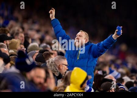 Leicester, Regno Unito. 22nd Gen 2020. I fan di Leicester City durante la partita della Premier League tra Leicester City e West Ham United al King Power Stadium il 22nd gennaio 2020 a Leicester, Inghilterra. (Foto di Daniel Chesterton/phcimages.com) Credit: PHC Images/Alamy Live News Foto Stock
