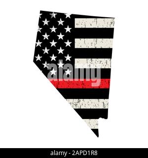 Una bandiera americana a forma di stato del Nevada pompiere sostegno illustrazione. Vector EPS 10 disponibile. Illustrazione Vettoriale