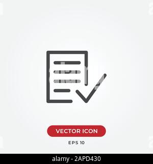 Controlla l'icona del vettore di elenco in stile moderno per il sito web e l'app mobile Illustrazione Vettoriale