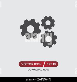 Icona Gears Vector in stile design moderno per sito web e app mobile Illustrazione Vettoriale