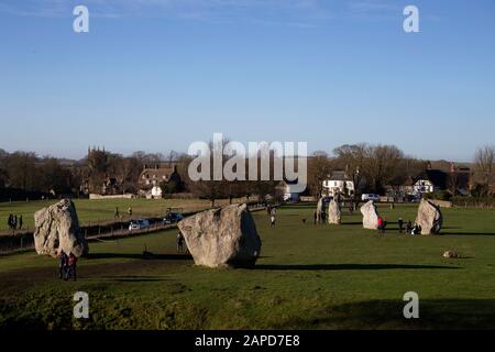 Monumento neolitico in pietra circolare ad Avebury, Wiltshire. Foto Stock