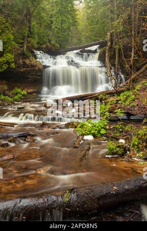 Wagner Falls A Munising, Michigan. Foto Stock