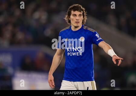 Leicester, Regno Unito. 22nd Gen 2020. Caglar Soyuncu di Leicester City durante la partita della Premier League tra Leicester City e West Ham United al King Power Stadium il 22nd gennaio 2020 a Leicester, Inghilterra. (Foto di Daniel Chesterton/phcimages.com) Credit: PHC Images/Alamy Live News Foto Stock
