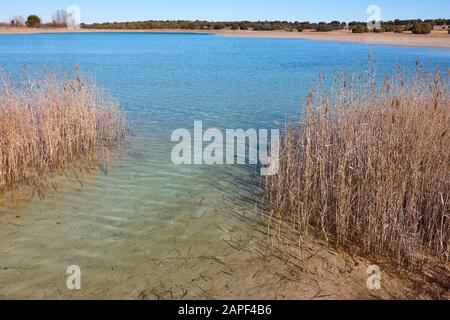 Zone umide in Spagna. Lagunas del Ruidera. Albacete Ciudad Real Paesaggio Foto Stock