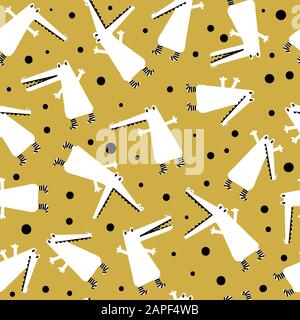 Pattern infantile senza cuciture con graziosi coccodrilli. Illustrazione Vettoriale Disegnata A Mano Illustrazione Vettoriale