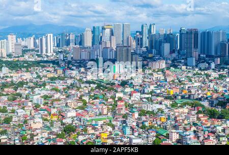 Vista della città di Manila Filippine dall'edificio di Makati Foto Stock