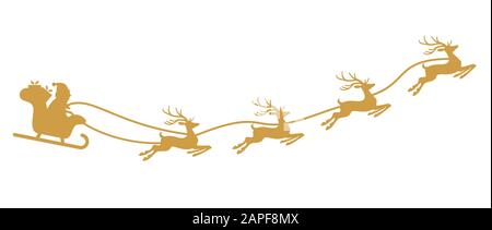 Babbo Natale con slitta e renne isolato su sfondo bianco Illustrazione Vettoriale