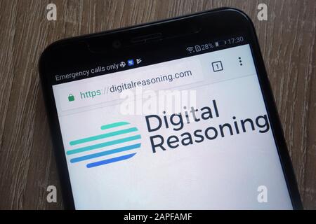 Digital Reasoning il sito web dell'azienda FinTech è visualizzato su uno smartphone moderno Foto Stock