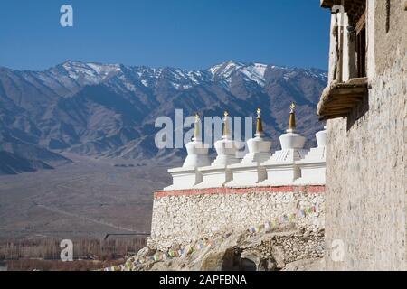 Gli stupa di Shey Palace, anche Shey Monastery o Shey Gompa, sono complessi di strutture buddiste, ai sobborghi di Leh, Ladakh, india, Asia del Sud, Asia Foto Stock
