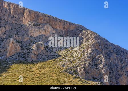 Monte Cofano nella Riserva Naturale Monte Cofano in provincia di Trapani sull'Isola di Sicilia in Italia Foto Stock