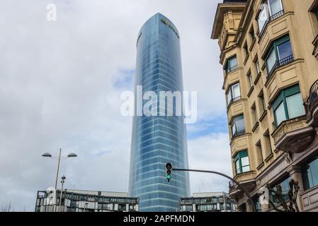 Torre Iberdrola a Bilbao, la più grande città dei Paesi Baschi, Spagna Foto Stock