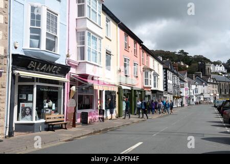 Waterfront case e negozi, Aberdovey, Aberdyfi, Galles Foto Stock