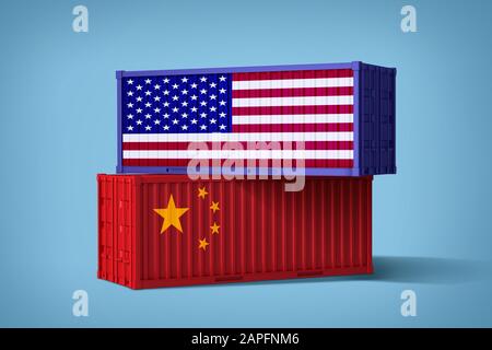 3D Render of Global Trade, Corea del Sud e Giappone Trade War 009 Foto Stock