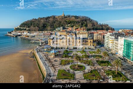 Veduta aerea di San Sebastian in Spagna Foto Stock