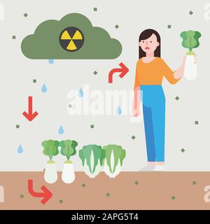 Concetto di pericolo di radiazione, illustrazione della contaminazione radioattiva 003 Illustrazione Vettoriale