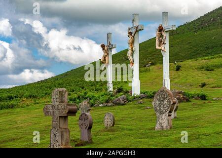 Calvario nel vecchio cimitero, Ainhoa Foto Stock