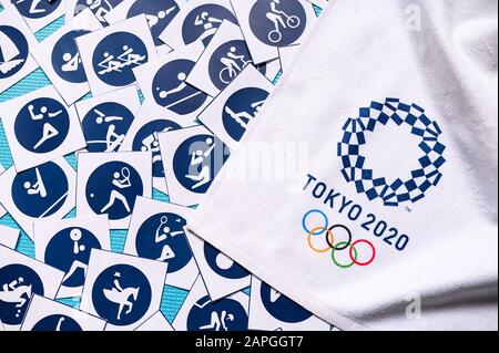 TOKYO, GIAPPONE, GENNAIO. 20. 2020: Sfondo del gioco olimpico estivo Foto Stock