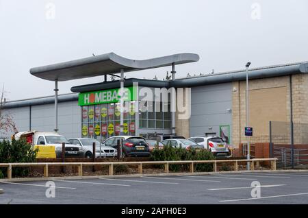 Moldl, Regno Unito: 22 gennaio 2020: L'ultimo negozio Homebase nel Galles del Nord ha avviato il processo di chiusura. La homebase è un miglioramento della casa britannica in difficoltà Foto Stock