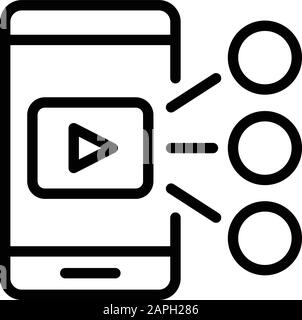 Icona di remarketing per smartphone, stile di contorno Illustrazione Vettoriale