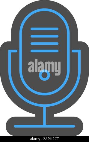 icona del microfono per la registrazione audio, illustrazione del vettore del simbolo del podcasting Illustrazione Vettoriale