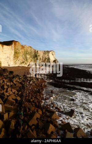 Vista lungo le scogliere di gesso a Seaford Head, Seaford, East Sussex, Inghilterra Foto Stock