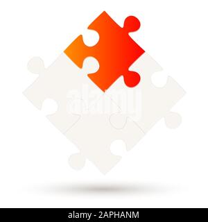 Puzzle con quattro parti e una opzione di colore rosso Illustrazione Vettoriale
