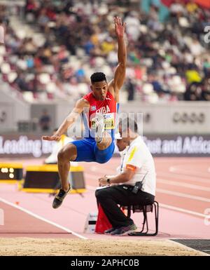 Doha, Katar. 28th settembre 2019. Juan Miguel Echevarria (CUB/3rd Place), azione, lunga finale di salto degli uomini, il 28.09.2019 World Athletics Championships 2019 a Doha/Qatar, dal 27.09. 10.10.2019. Â | utilizzo credito mondiale: DPA/Alamy Live News Foto Stock