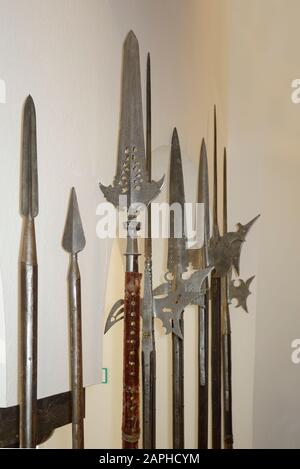 Punte di lancia e halberd. Foto Stock