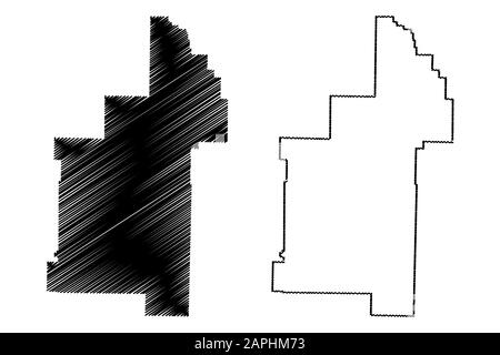 Sharp County, Arkansas (U.S. County, Stati Uniti d'America,USA, Stati Uniti, US) mappa illustrazione vettoriale, scribble schizzo Sharp mappa Illustrazione Vettoriale