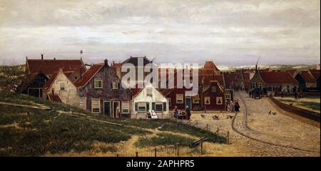 Il villaggio di Scheveningen nel 1873 di Hendrik Willem Mesdag (1831 – 1915) pittore marino olandese. Foto Stock