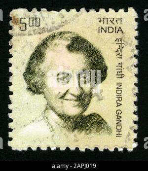 Stampa del timbro in India,Indira Gandhi Foto Stock