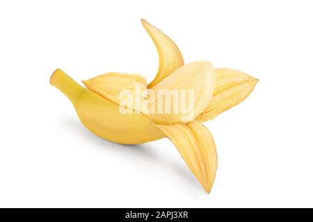 banana del bambino isolata su sfondo bianco con tracciato di ritaglio e profondità di campo completa Foto Stock