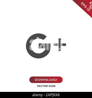 Vettore icona Google Plus. Semplice Google Plus firma in stile design moderno per sito web e app mobile. EPS10 Illustrazione Vettoriale