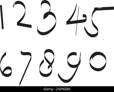 numeri, illustrazione disegnata a mano. illustrazione vettoriale. serie di numeri nella riga art Illustrazione Vettoriale