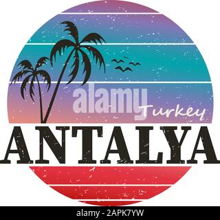 Antalya città calligrafia vettore logo t-shirt design Illustrazione Vettoriale