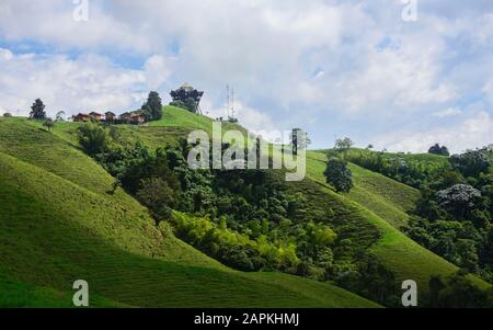 Lussureggiante paesaggio verde in la Caretera "caffè zona' Filandia, Colombia Foto Stock