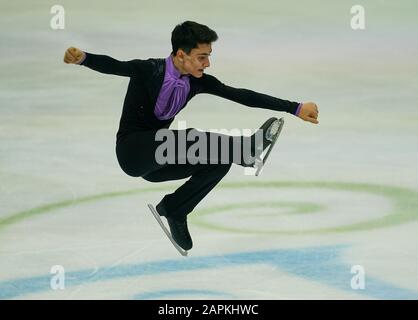 Steiermarkhalle, Graz, Austria. 24th Gen 2020. Artur Danielian della Russia durante il pattinaggio libero degli uomini ai Campionati europei di pattinaggio di figura ISU a Steiermarkhalle, Graz, Austria. Credito: Csm/Alamy Live News Foto Stock