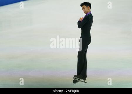 Steiermarkhalle, Graz, Austria. 24th Gen 2020. Artur Danielian della Russia durante il pattinaggio libero degli uomini ai Campionati europei di pattinaggio di figura ISU a Steiermarkhalle, Graz, Austria. Credito: Csm/Alamy Live News Foto Stock