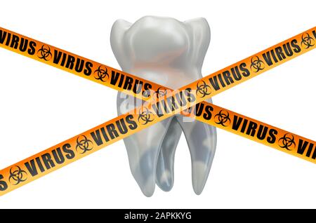 Concetto di virus dentati. Rendering 3D isolato su sfondo bianco Foto Stock