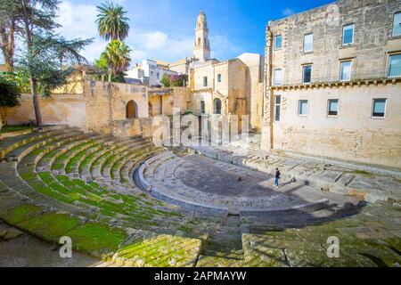 Teatro Romano, Teatro Romano, Lecce, Italia Foto Stock