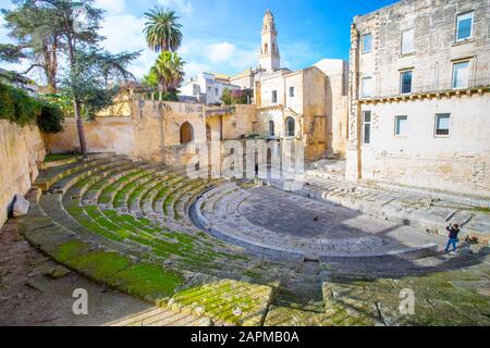 Teatro Romano, Teatro Romano, Lecce, Italia Foto Stock