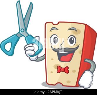 Smiley Funny Barber dutch cheese stile di design cartone animato personaggio Illustrazione Vettoriale