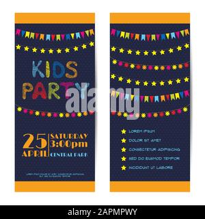 Banner vettoriali, set di carte di invito. Festa per bambini Illustrazione Vettoriale