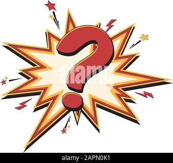 Fumetto punto interrogativo pop art stile. Illustrazione del vettore. Illustrazione Vettoriale