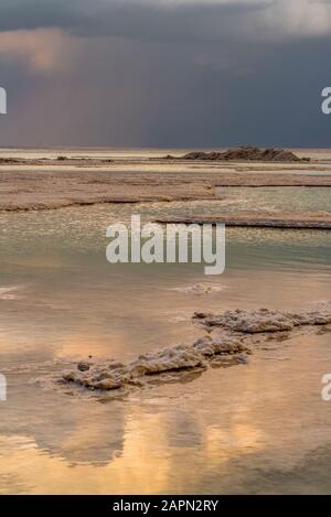 Tramonto panoramico sul Mar Morto Foto Stock