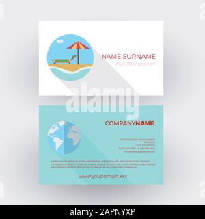 resort sulla barriera corallina, agenzia di viaggi, business card professionale vettoriale Illustrazione Vettoriale